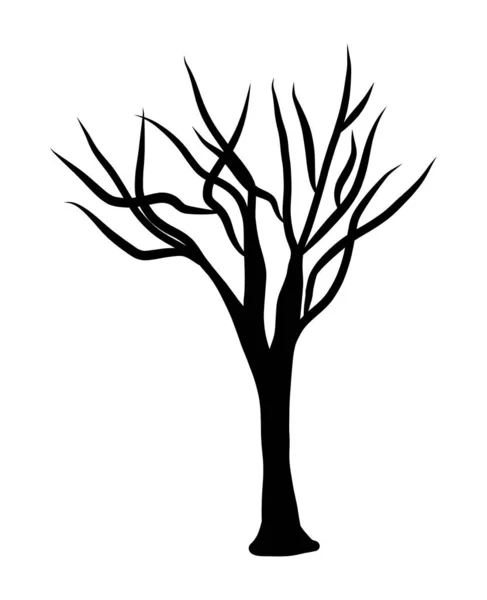 Silueta de árbol ilustración aislada sobre fondo blanco — Vector de stock