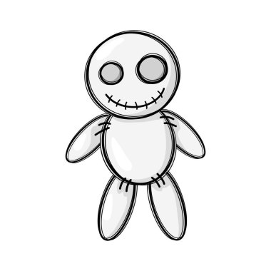 Voodoo bebeği beyaz arkaplanda izole edilmiş bir resim