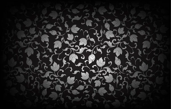 Thai art pattern on black background.vector illustration — Stock Vector