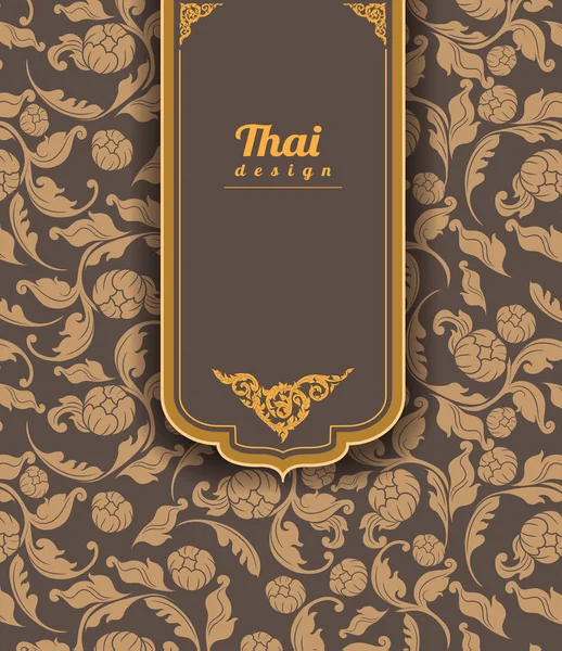 Padrão de arte tailandesa no fundo marrom, estilo de flor, tailandês padrão banner.vector ilustração — Vetor de Stock