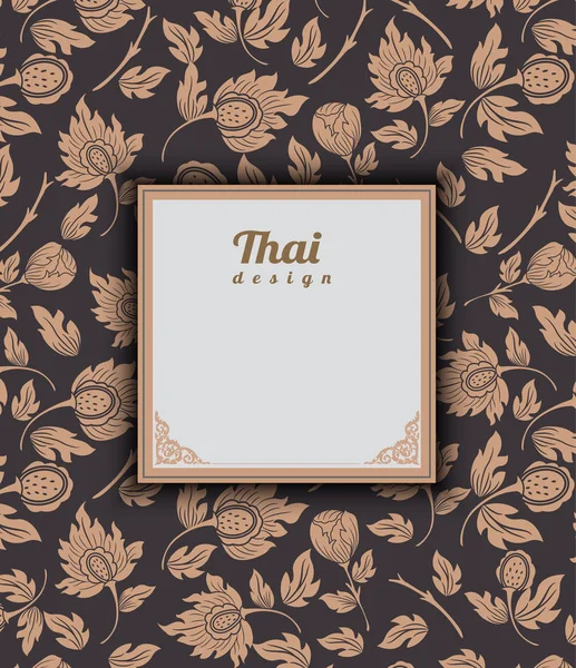 Pola seni Thailand pada latar belakang coklat, gaya bunga, pola thai banner.vector ilustrasi - Stok Vektor