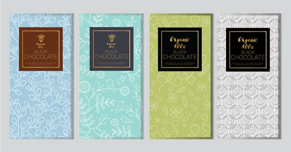 Chocolate bar embalagem mock up set. Modelo de marca de produto de luxo na moda com etiqueta e padrão geométrico. vetor — Vetor de Stock