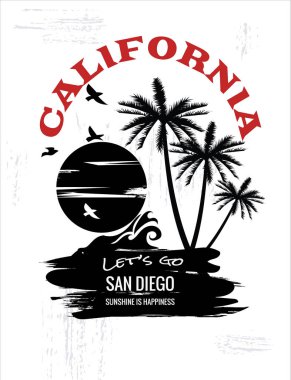 California grafik için t-shirt tasarımları ve diğer kullanır, vektör grafiği