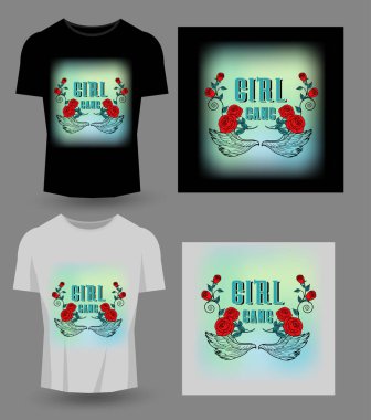 Kız çete tipografi için t-shirt baskı, ürün, broşür, kapak, poster, yama, kumaş, rock tarzı, vintage. vektör çizim