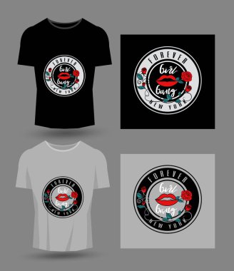 Kız çete tipografi için t-shirt baskı, ürün, broşür, kapak, poster, yama, kumaş, rock tarzı, vintage. vektör çizim