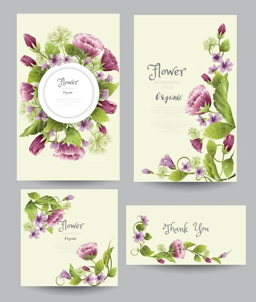 Conjunto de fundo de flor, para cartão de casamento, saudação, obrigado, salvar a data —  Vetores de Stock