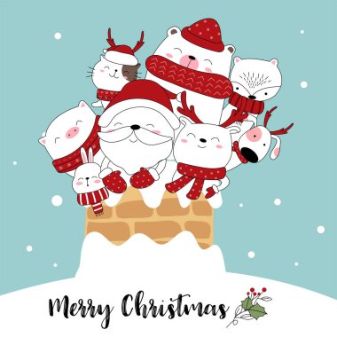 Mutlu Noeller çizgi film el çizimi stili. Vektör illüstrasyonu.