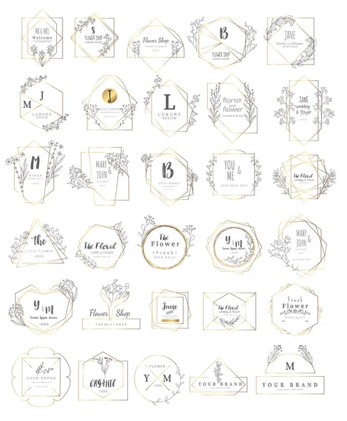Логотип для весілля, люксовий банер, значок, друк, продукт, пакет. Векторні ілюстрації — стоковий вектор