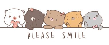 Sevimli bebek ayı çizgi film el çizimi tarzı, baskı, kart, tişört, pankart, prodüksiyon için. 