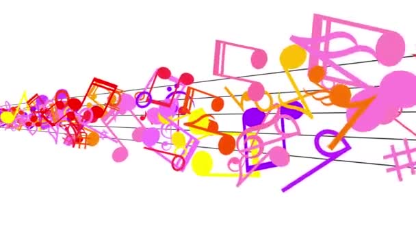 Fond abstrait avec notes de musique colorée . — Video