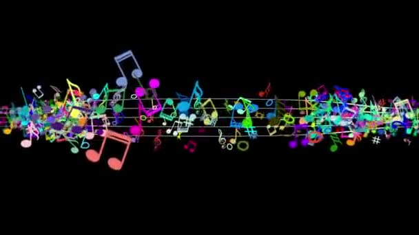 Abstract Background with Colorful Music notes. LOOPED — Stock Video