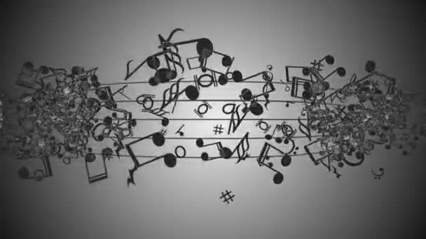Fondo abstracto con notas musicales coloridas . — Vídeos de Stock