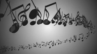 Renkli Müzik notaları ile Soyut Arka Plan. Döngü