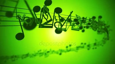 Renkli Müzik notaları ile Soyut Arka Plan. Döngü