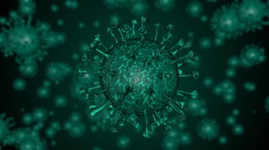 Coronavirus COVID-19 Uyarı SOS. Pandemik virüs sağlık riski, bağışıklık bilimi, virüs bilimi, salgın hastalık konsepti. Mikroskop virüs arkaplanı.