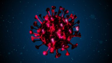 Coronavirus COVID-19 Uyarı SOS. Pandemik virüs sağlık riski, bağışıklık bilimi, virüs bilimi, salgın hastalık konsepti. Mikroskop virüs arkaplanı.