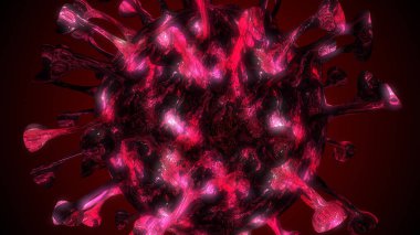 Coronavirus COVID-19 Uyarı SOS. Pandemik virüs sağlık riski, bağışıklık bilimi, virüs bilimi, salgın hastalık konsepti. Mikroskop virüs arkaplanı.