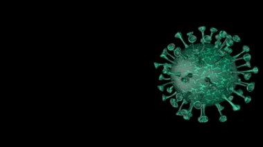 Coronavirus Covid-19 Alarm Sis. Pandemik virüs sağlık riski, bağışıklık bilimi, virüs bilimi, salgın hastalık konsepti. 3d hazırlayıcı mikroskop virüsü arkaplan dikişsiz döngü.
