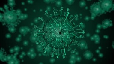 Coronavirus Covid-19 Alarm Sis. Pandemik virüs sağlık riski, bağışıklık bilimi, virüs bilimi, salgın hastalık konsepti. 3d hazırlayıcı mikroskop virüsü arkaplan dikişsiz döngü.