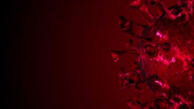 Coronavirus Covid-19 Alarm Sis. Pandemik virüs sağlık riski, bağışıklık bilimi, virüs bilimi, salgın hastalık konsepti. 3d hazırlayıcı mikroskop virüsü arkaplan dikişsiz döngü.