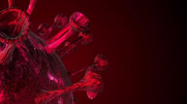 Coronavirus Covid-19 Alarm Sis. Pandemik virüs sağlık riski, bağışıklık bilimi, virüs bilimi, salgın hastalık konsepti. 3d hazırlayıcı mikroskop virüsü arkaplan dikişsiz döngü.