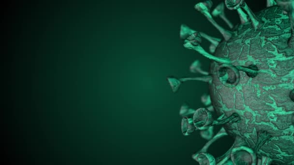 Coronavirus COVID-19 Alerte SOS. Virus pandémique risque sanitaire, immunologie, virologie, concept épidémiologique. 3D rendu microscope virus fond boucle transparente .