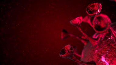 Coronavirus Covid-19 Alarm Sis. Pandemik virüs sağlık riski, bağışıklık bilimi, virüs bilimi, salgın hastalık konsepti. 3d hazırlayıcı mikroskop virüsü arkaplan dikişsiz döngü.