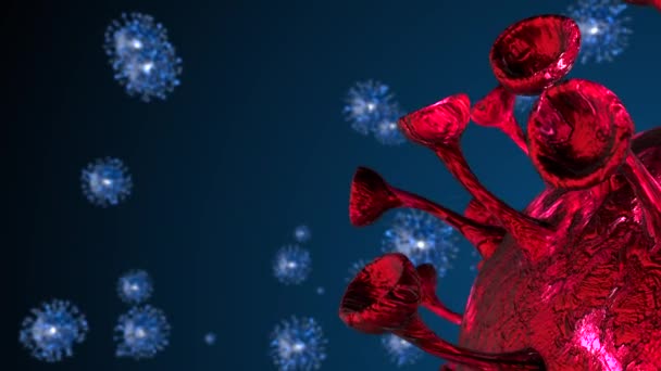 コロナウイルスCovid 19アラートSos 流行ウイルス医療健康リスク 免疫学 ウイルス学 疫学の概念 3Dレンダリング顕微鏡ウイルスの背景シームレスループ — ストック動画