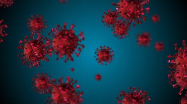 Coronavirus COVID-19 Uyarı SOS. Pandemik virüs sağlık riski, bağışıklık bilimi, virüs bilimi, salgın hastalık konsepti. Mikroskop virüs arkaplanı.