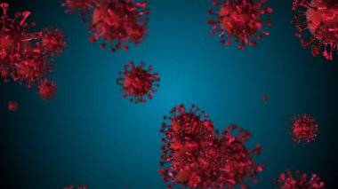 Coronavirus COVID-19 Uyarı SOS. Pandemik virüs sağlık riski, bağışıklık bilimi, virüs bilimi, salgın hastalık konsepti. Mikroskop virüs arkaplanı.