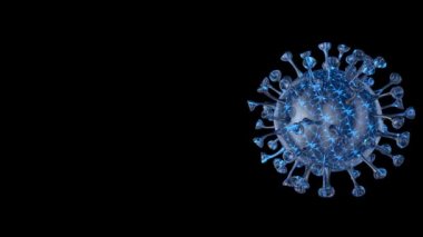 Mikroskop virüs hücresi. Pandemik bakteri patojen sağlık riski, Corona COVID-19 Alarm SOS, immünoloji, viroloji, epidemiyoloji konsepti. 3 boyutlu canlandırma döngüsü canlandırması.