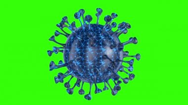 Mikroskop virüs hücresi. Pandemik bakteri patojen sağlık riski, Corona COVID-19 Alarm SOS, immünoloji, viroloji, epidemiyoloji konsepti. 3 boyutlu canlandırma döngüsü canlandırması.