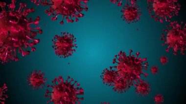 Mikroskop virüs hücresi. Pandemik bakteri patojen sağlık riski, Corona COVID-19 Alarm SOS, immünoloji, viroloji, epidemiyoloji konsepti. 3 boyutlu canlandırma döngüsü canlandırması.