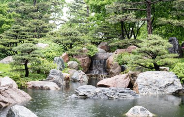 Japon bahçe şelale