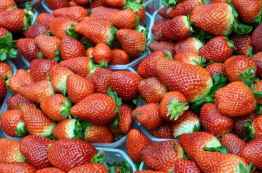 Viyana'da Naschmarkt'ta satılan çilek dolu (Avusturya)