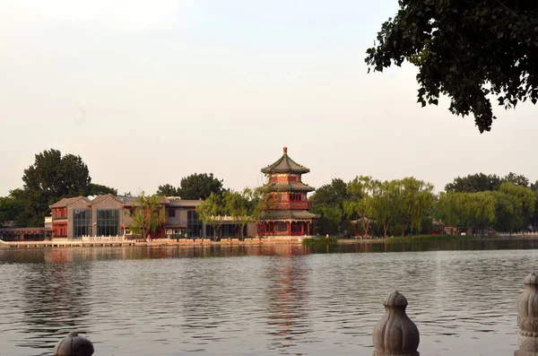 什刹海景区面积是资本的老北京风情保存最完美的地方 — 图库照片