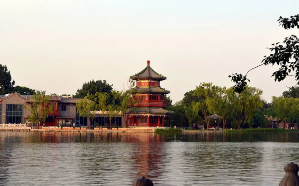 Shichahai Natuurgebied Het Gebied Hoofdstad Van Het Oude Beijing Stijl — Stockfoto