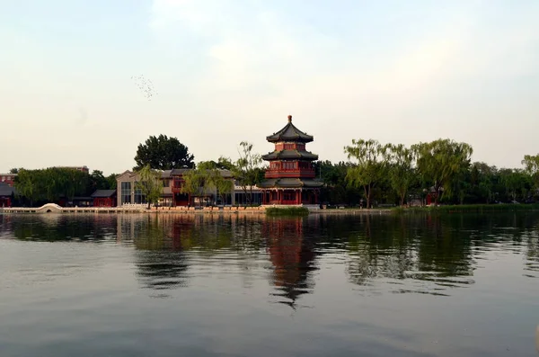 什刹海景区面积是资本的老北京风情保存最完美的地方 — 图库照片