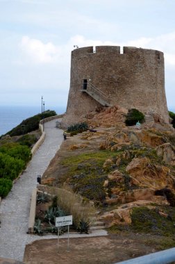 Panoramik plaj ve kristal deniz Sardunya İtalya