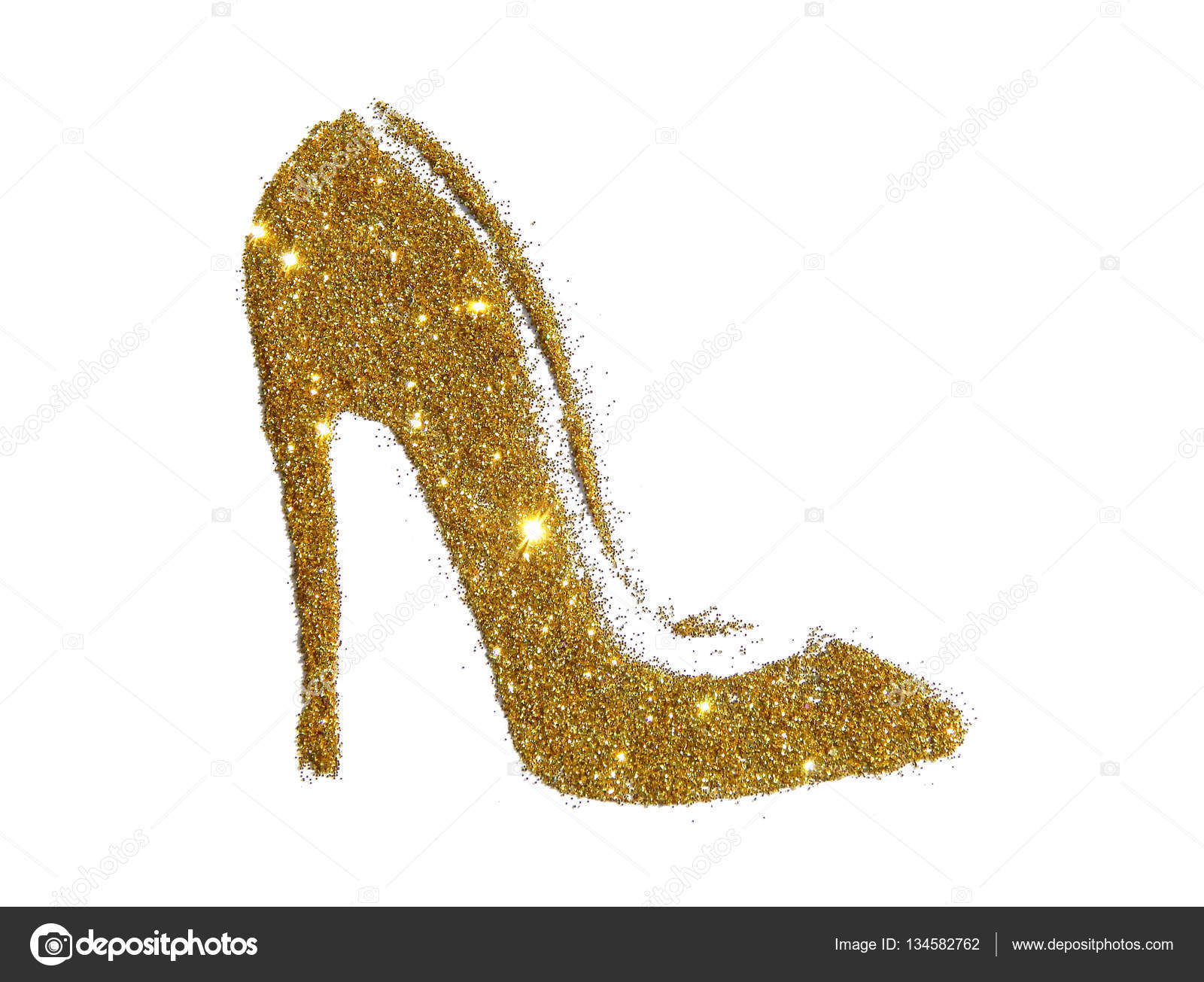 sapato com glitter dourado