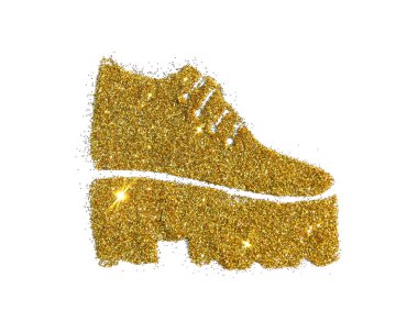 Moda traktör tek önyükleme altın glitter yüksek topuk üzerinde beyaz zemin üzerine ışıltı