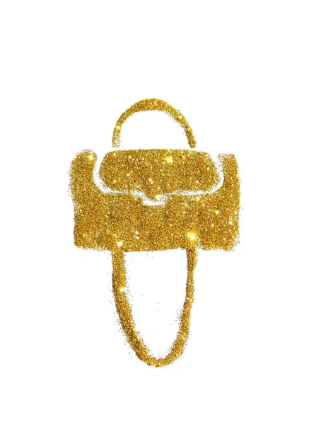 Bolsa feminina de brilho dourado sobre fundo branco — Fotografia de Stock