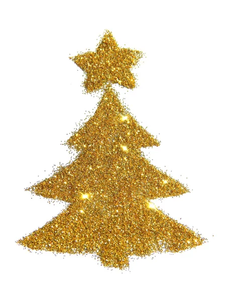 Abstract Albero Natale Con Stella Glitter Dorato Elemento Design Festivo — Foto Stock
