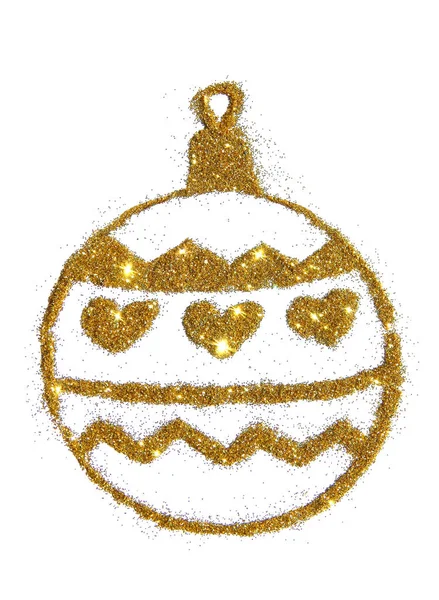 Streszczenie Bombka Brokat Złoty Element Wystroju Świątecznego Ikona — Zdjęcie stockowe