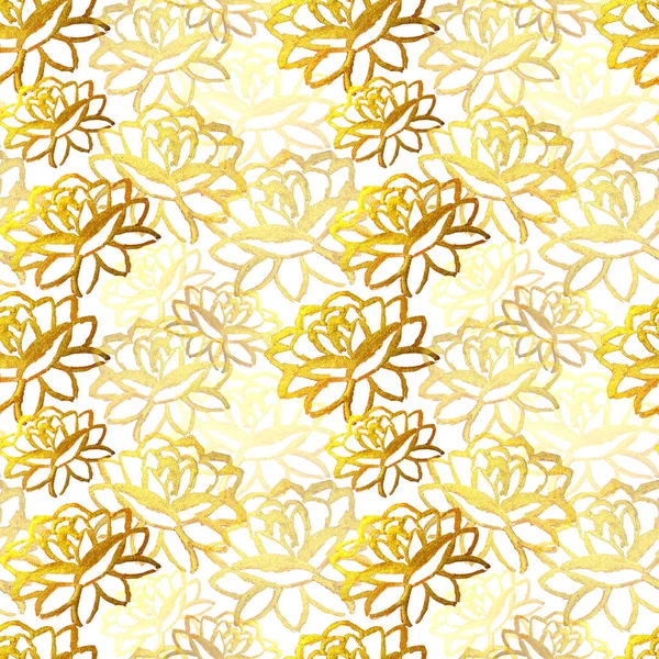 Seamless pattern with hand-painted golden flowers — Stock Photo, Image