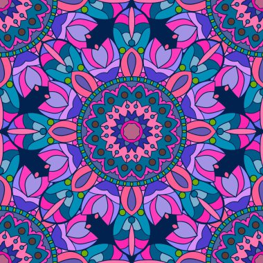 Seamless modeli. Güzel parlak renklerde dekoratif desen. Vektör çizim