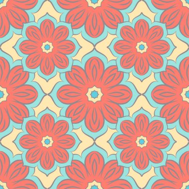 Mandalalar tasarımınız için güzel renklerde ile Seamless modeli. Vektör arka plan