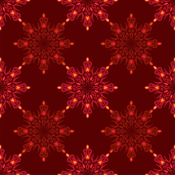 Nahtloses Muster mit Mandalas in wunderschönen Vintage-Farben. Vektorhintergrund — Stockvektor