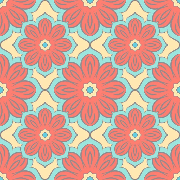 Modèle sans couture avec mandalas dans de belles couleurs pour votre conception. Fond vectoriel — Image vectorielle