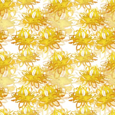 Altın çiçek el boyaması ile Seamless Modeli